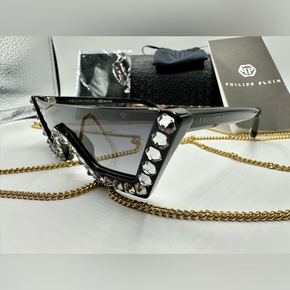 🏆PHILIPP PLEIN Sunglasses Plein Crystal Lux SPP031S Col.0700‼️ - Picture 2 of 16
